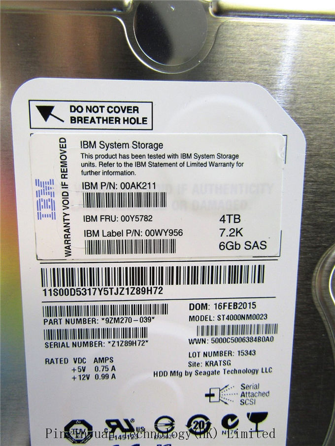 Van de de Server Harde Aandrijving 7.2K 6Gb van IBM 00Y5782 4tb SAS 3,5“ HDD AC32 00AK211 00D5317 STORWIZE 2078 12E