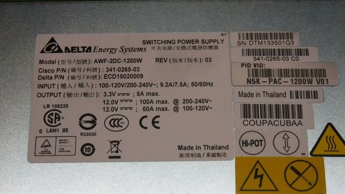 PSU-van de Voedingcisco van de Moduleserver de Samenhang 5020 100-240VAC 1200W n5k-pac-1200W