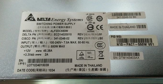 550W de Module Cisco N10-PAC1-550W van de servervoeding B0 V01/341-0348-02 voor UCS 6120XP